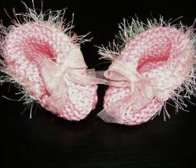 Delicate Handmade Pale Pink Baby Booties
