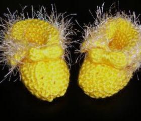 Delicate Handmade Yellow Baby Booties